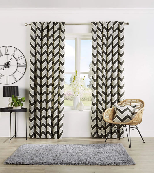 Chevron Geo Curtains with Stainless Steel Eyelets (Pack of 2)
