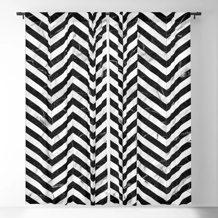 Marble Chevron Curtains with Stainless Steel Eyelets (Pack of 2)
