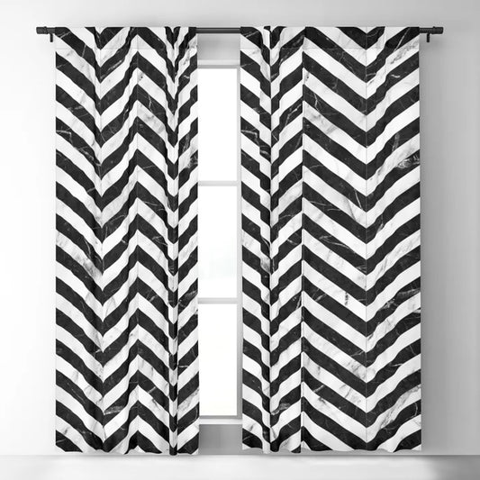 Marble Chevron Curtains with Stainless Steel Eyelets (Pack of 2)
