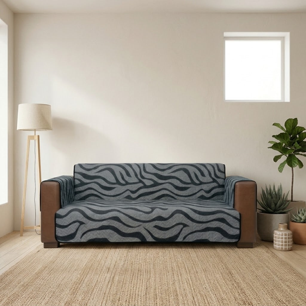 Zebra Stripped Quilted Sofa Cover