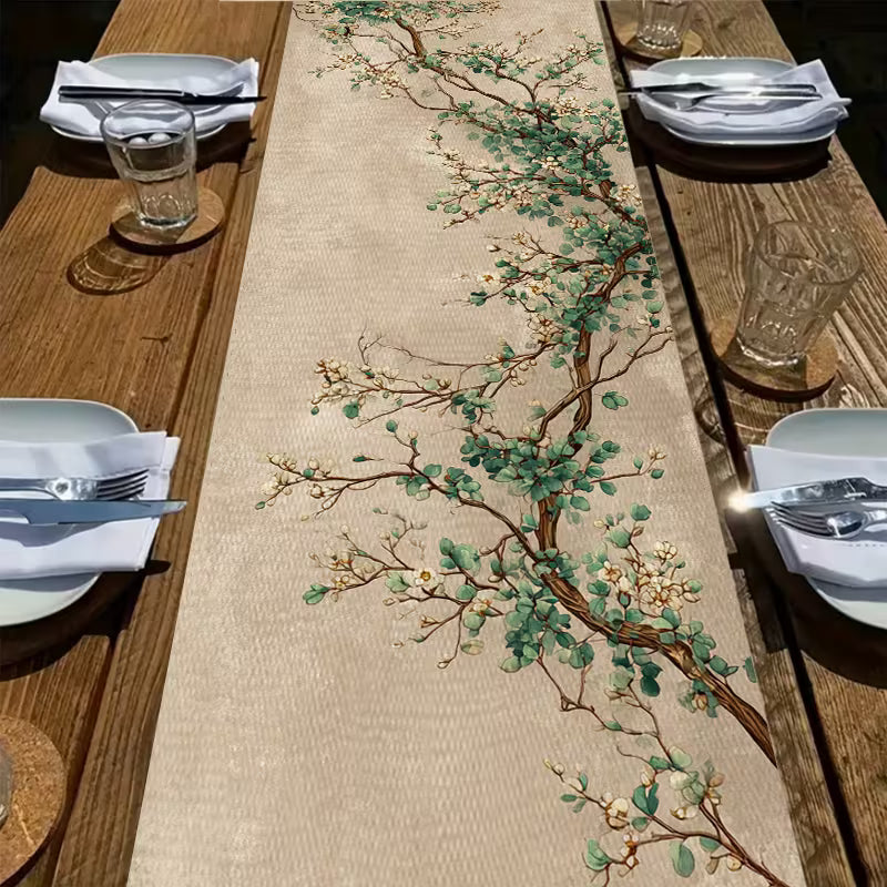 Teal Orchard Table Runner
