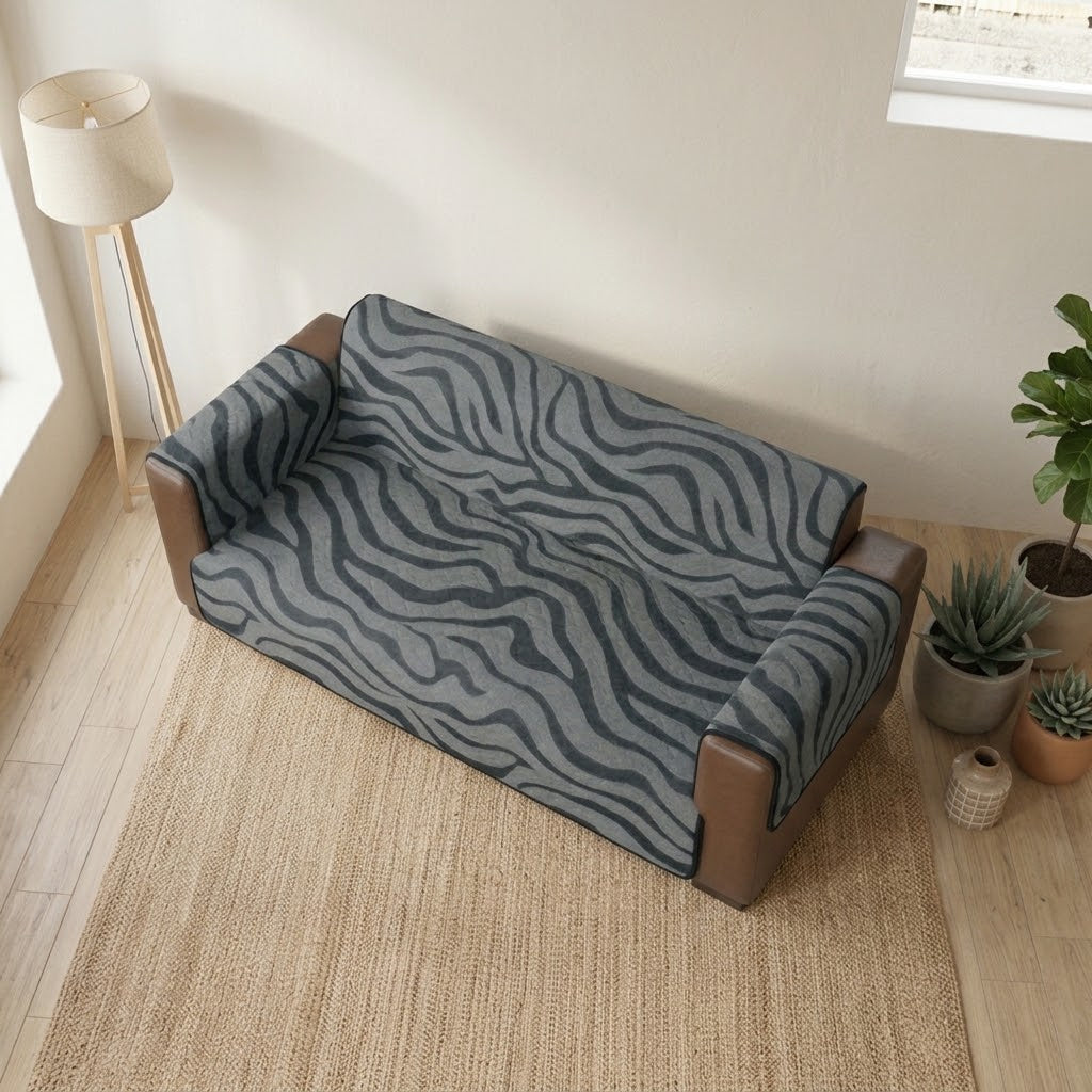 Zebra Stripped Quilted Sofa Cover