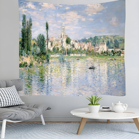 River Side Claude Monet Painting Tapestry