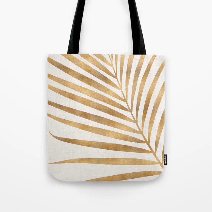 Metallic Gold Palm Tote Bag