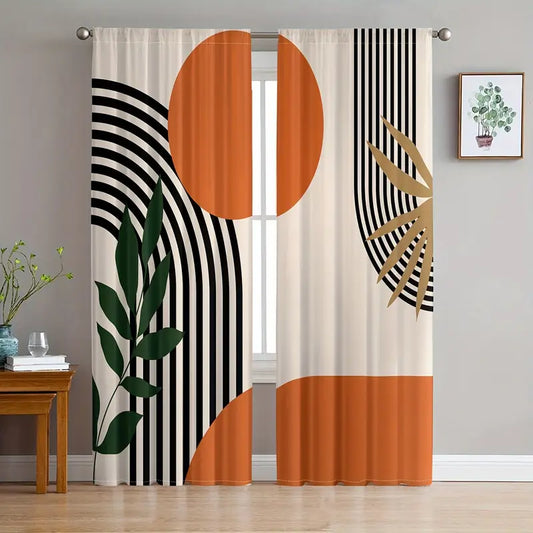 Mid-Century Curtains with Stainless Steel Eyelets (Pack of 2)