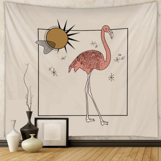 Atomic Flamingo Wall Hanging Tapestry