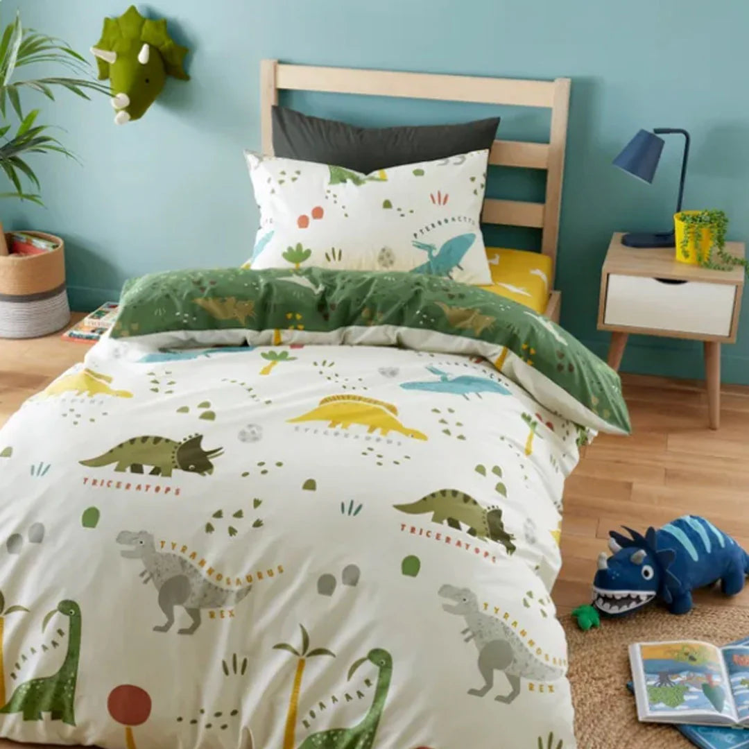 Dino Forest Kids Single Bed Sheet