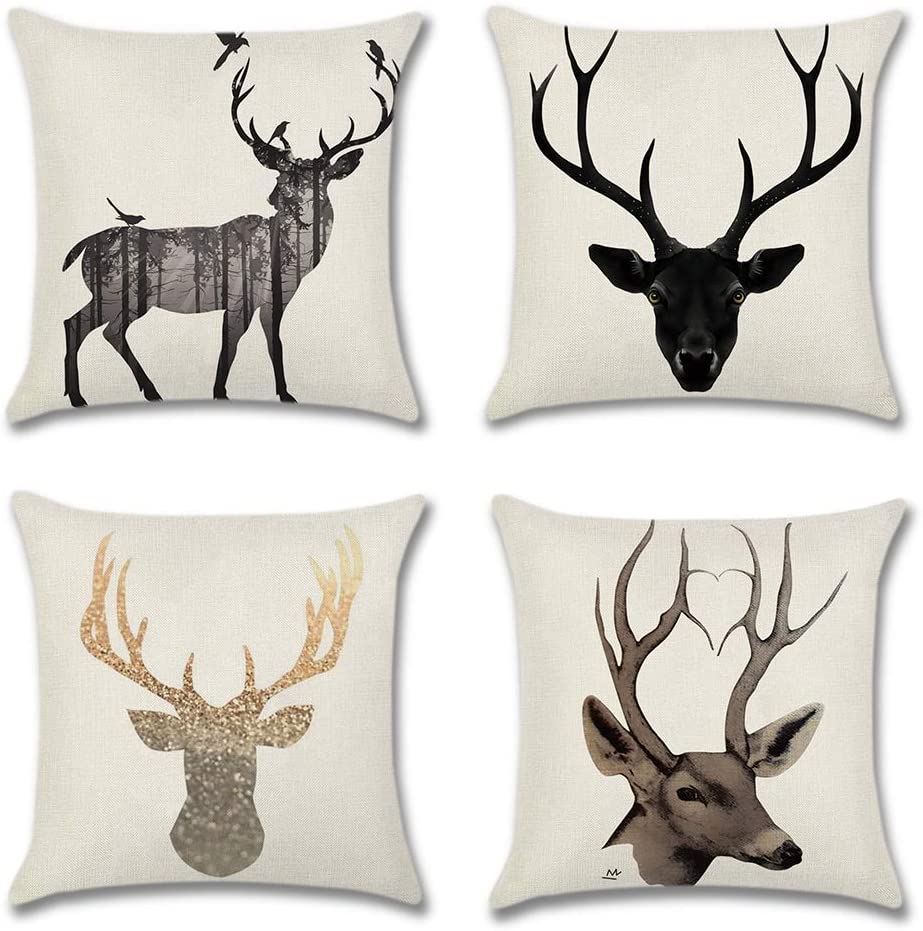 Deer Silhouette Cushion Covers Pack of 4