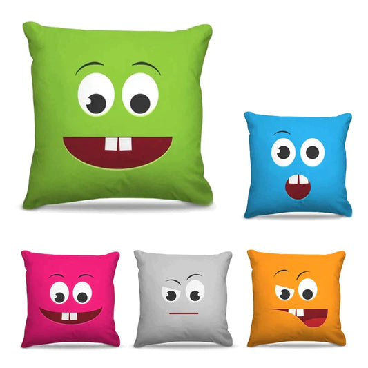 Funny  Emoji Cushion Covers (Pack of 5)