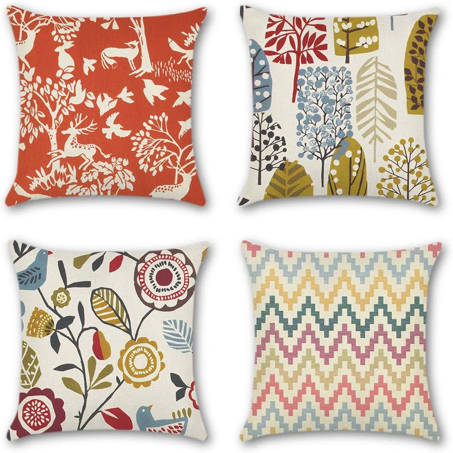 Tropical Flower Cushion Covers Pack of 4